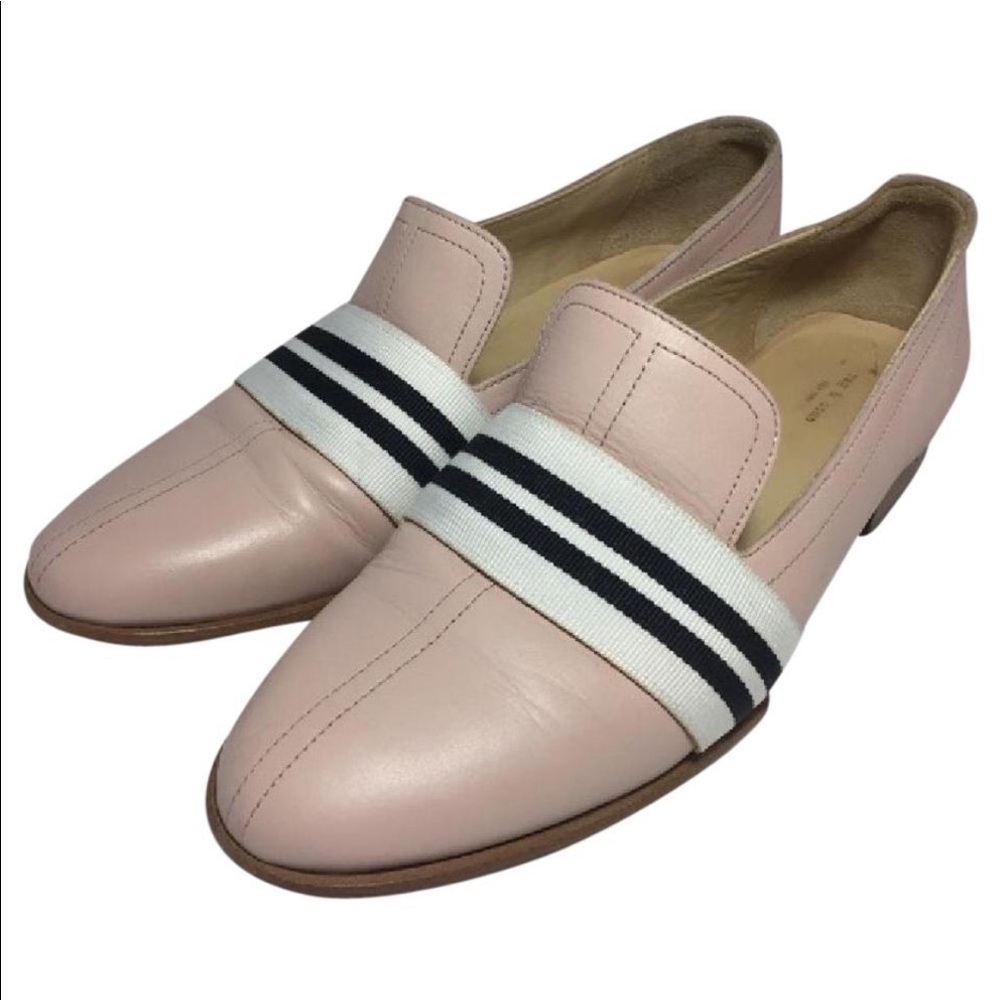 rag & bone Pink Leather Slip-On Loafers with Striped Band